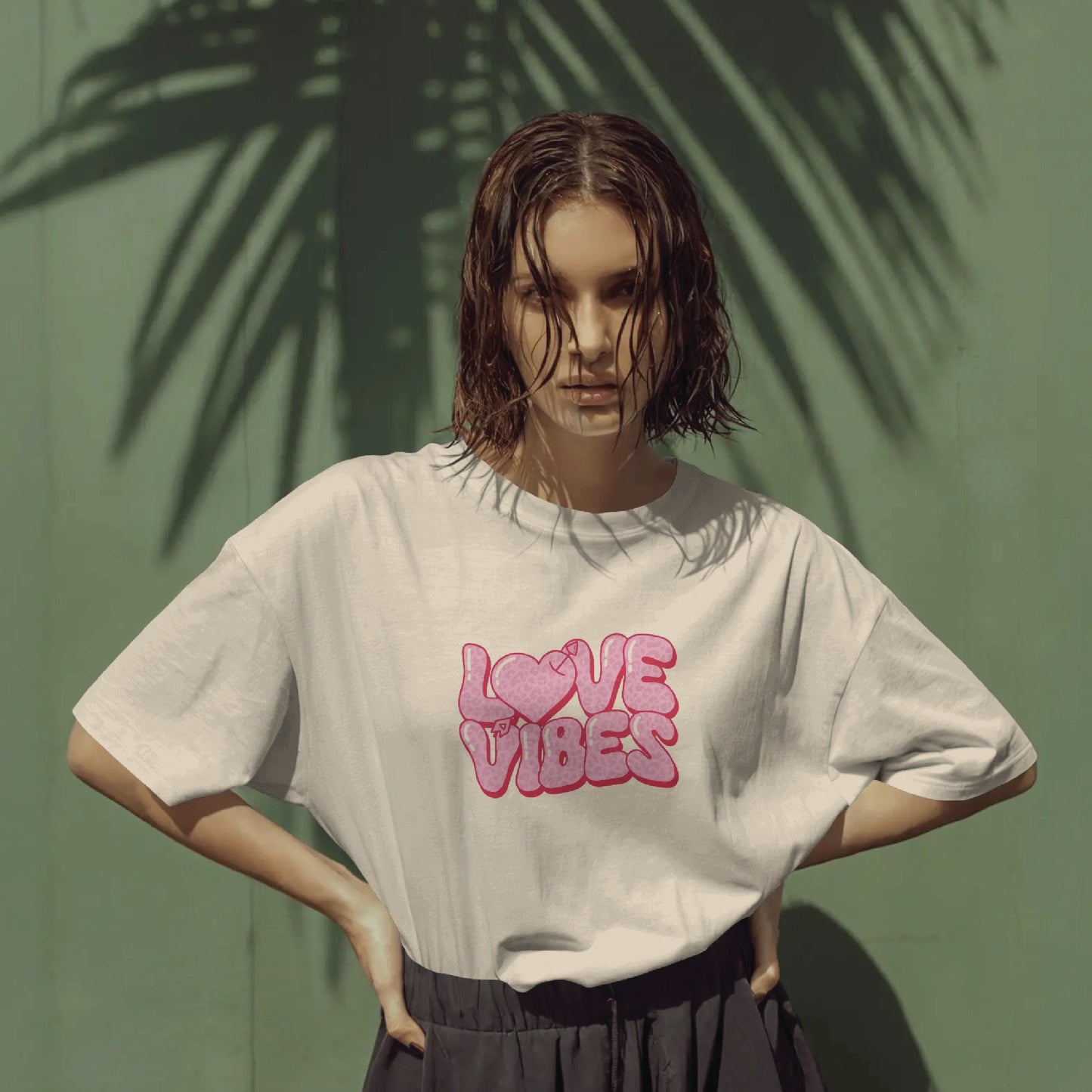 love vibes couple oversized tshirt