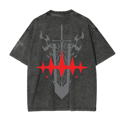 black clover acid wash oversized t shirt