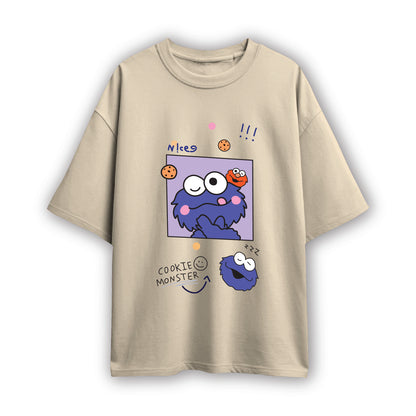 cookie monster couple oversized t shirt( 2 tees)