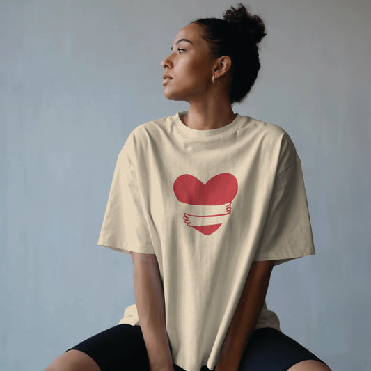 minimalistic red heart couple tee( 2 t-shirt)