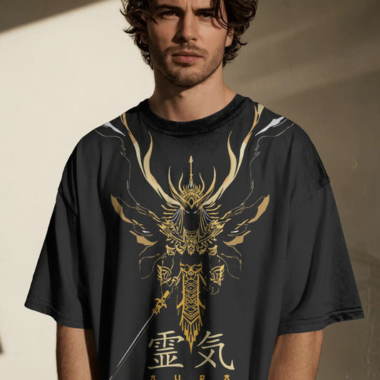 golden samurai spirit oversized  t-shirt